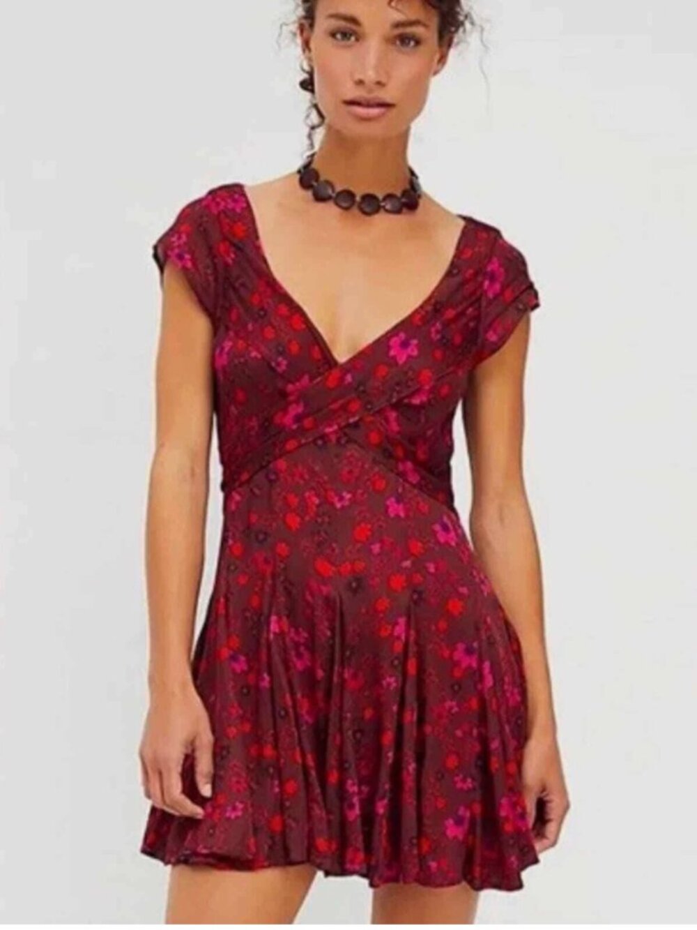 Free People "It Takes Two" Crossover Woven Skater Dress MSRP $128